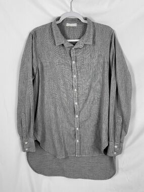 Vintage CP Shades Shirt L Thin Blue Stripes Button Front Cotton USA Long Sleeves